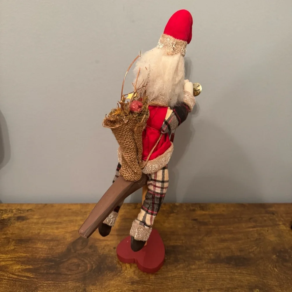 Hudson’s Santa Riding Bird Christmas Folk Art Figurine‎ Holiday Decor